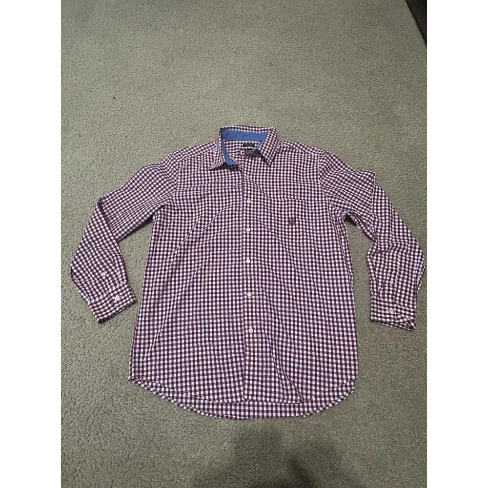 Chaps Men’s Button Up Long Sleeve Shirt Red Size Large